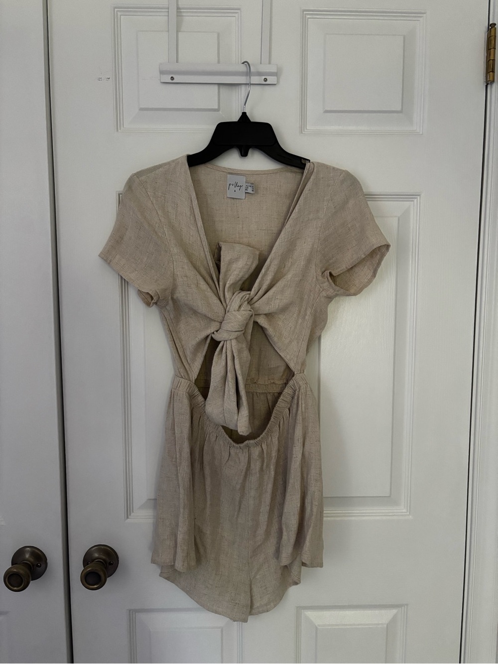 Princess Polly Beige Tie-Front Mini Dress